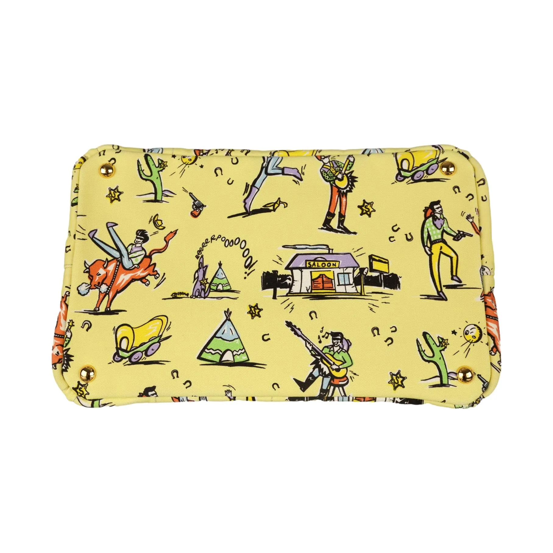 Prada Yellow Western Print Canapa Tote