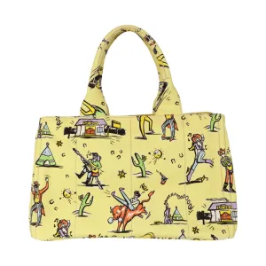Prada Yellow Western Print Canapa Tote