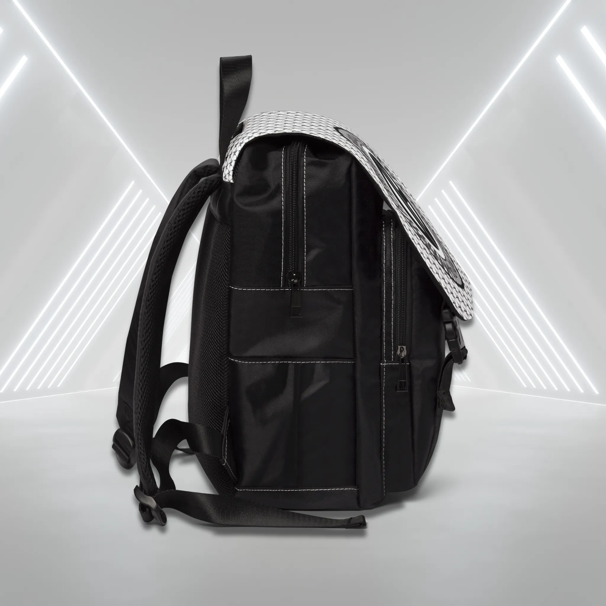 "Designer for the Weirdos" Swirly logo design, Classic White Unisex Commuter Shoulder Backpack