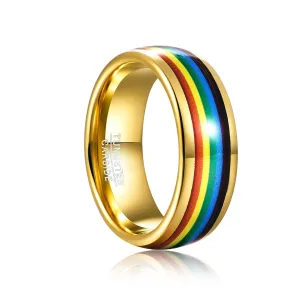 Rainbow 8mm Tungsten Carbide Men's Ring