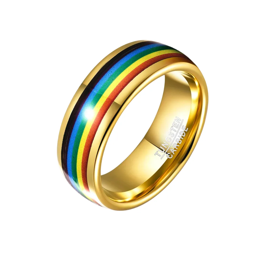 Rainbow 8mm Tungsten Carbide Men's Ring