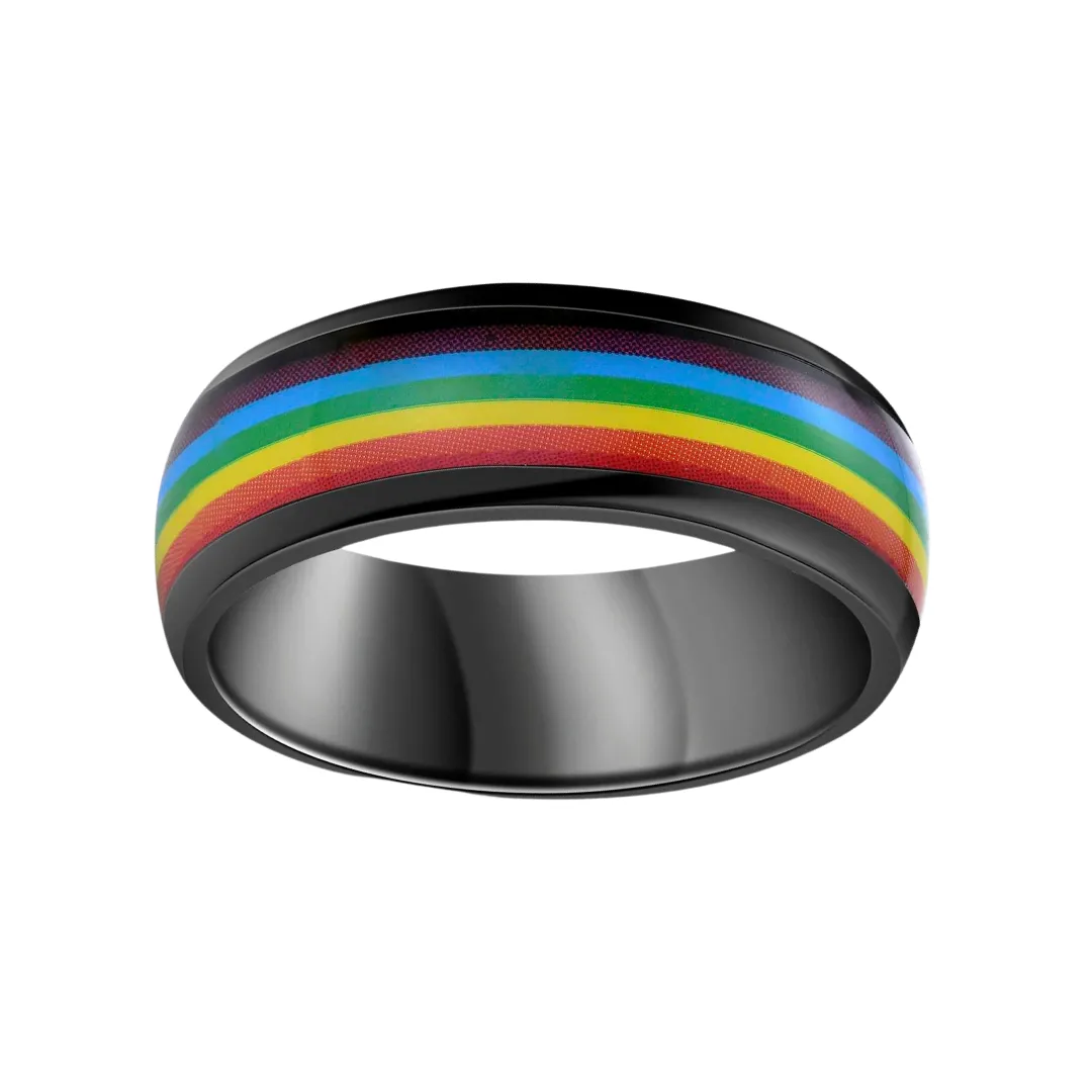 Rainbow 8mm Tungsten Carbide Men's Ring