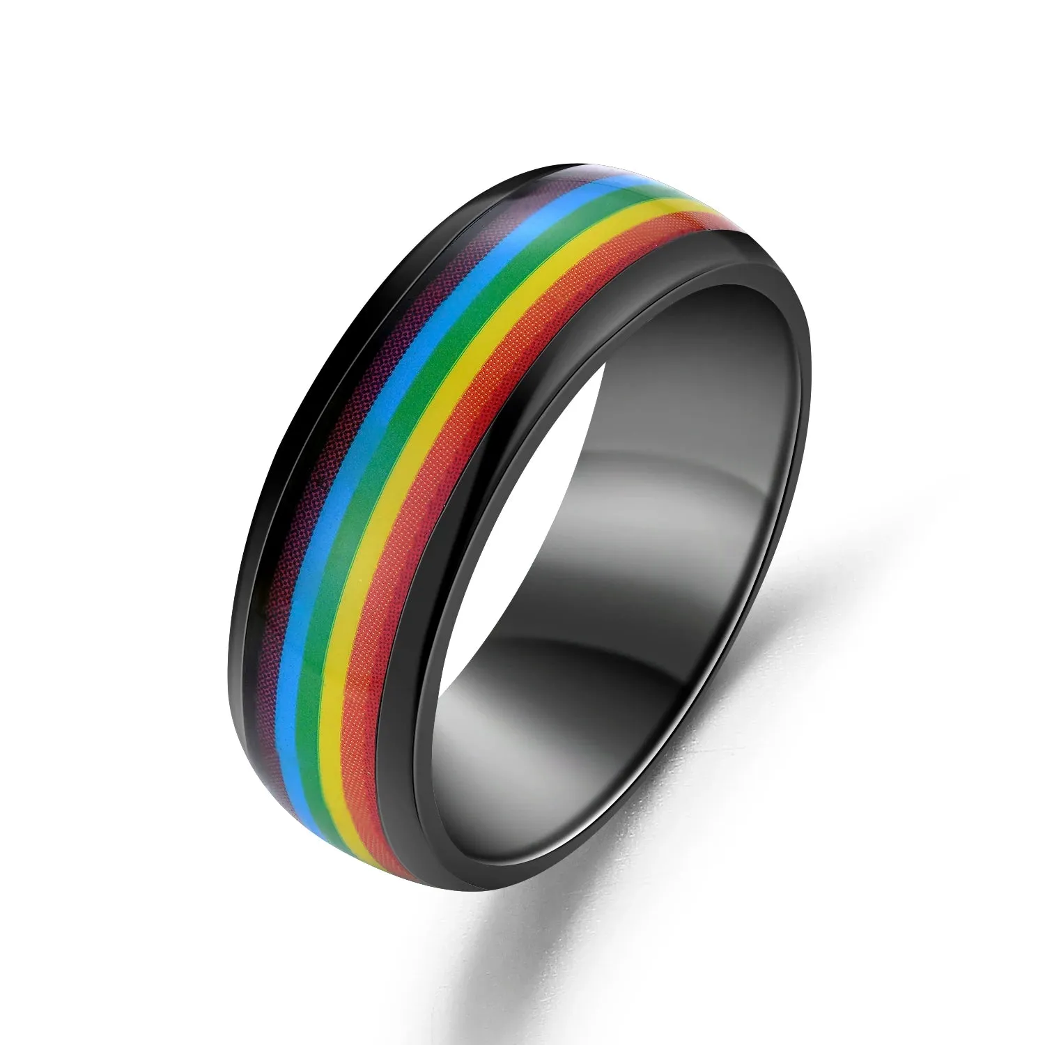 Rainbow 8mm Tungsten Carbide Men's Ring