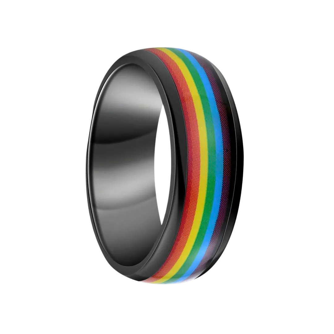 Rainbow 8mm Tungsten Carbide Men's Ring