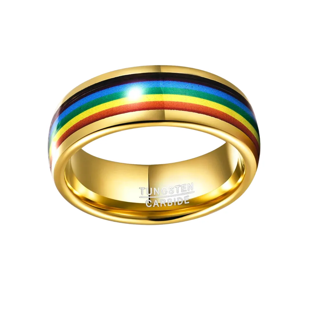 Rainbow 8mm Tungsten Carbide Men's Ring