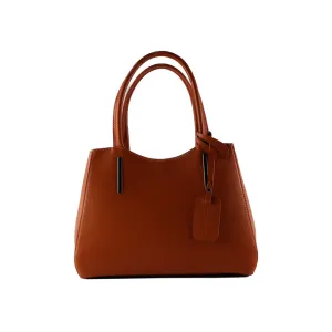 RB1004AM | Genuine Leather Handbag Made in Italy with removable shoulder strap and gunmetal metal snap hook attachments - Paprika color - Dimensions: 33 x 25 x 15 cm   Handles 13 cm