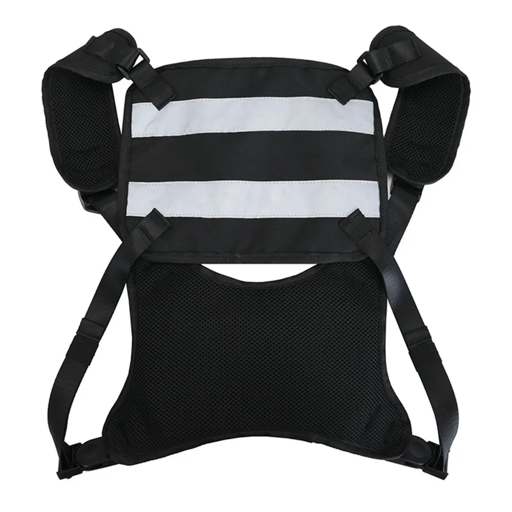 Reflective Stripe Vest Night Running Hiking Men's Chest Bags