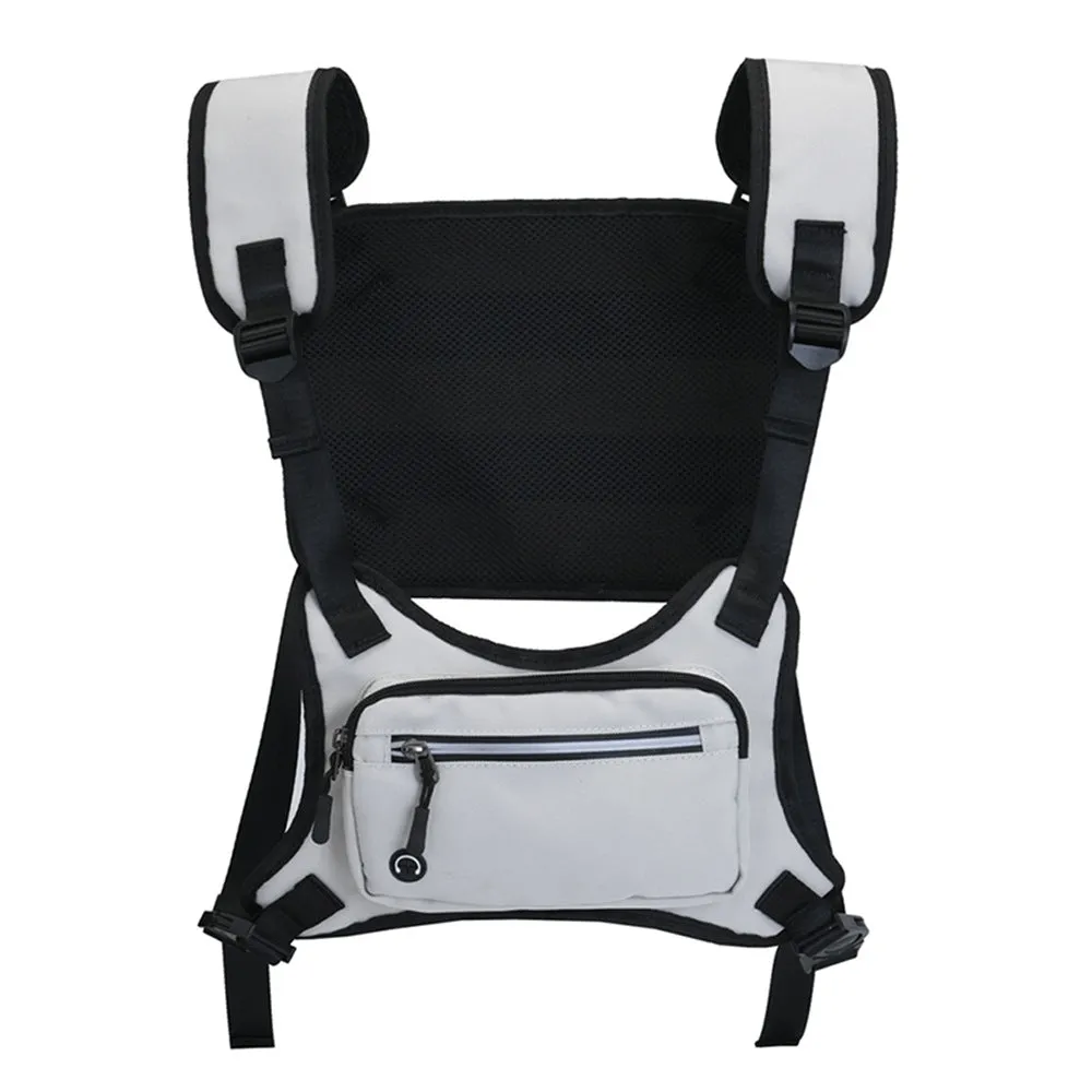 Reflective Stripe Vest Night Running Hiking Men's Chest Bags
