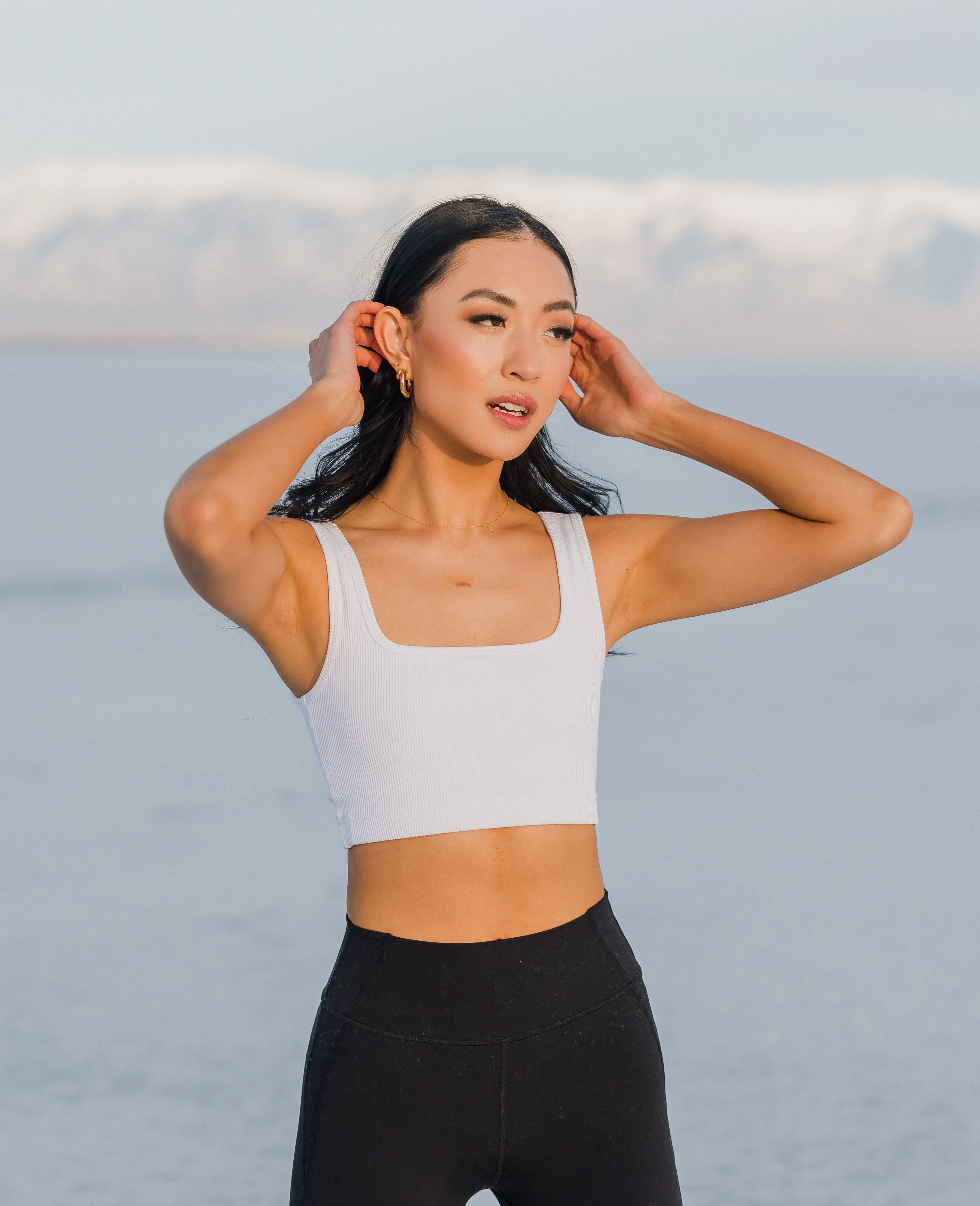 Ribbed Crop - White