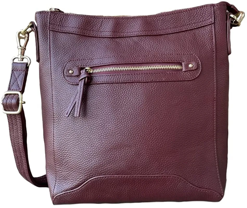 Roma Leathers Genuine Leather Cross Body Concealed Carry Purse