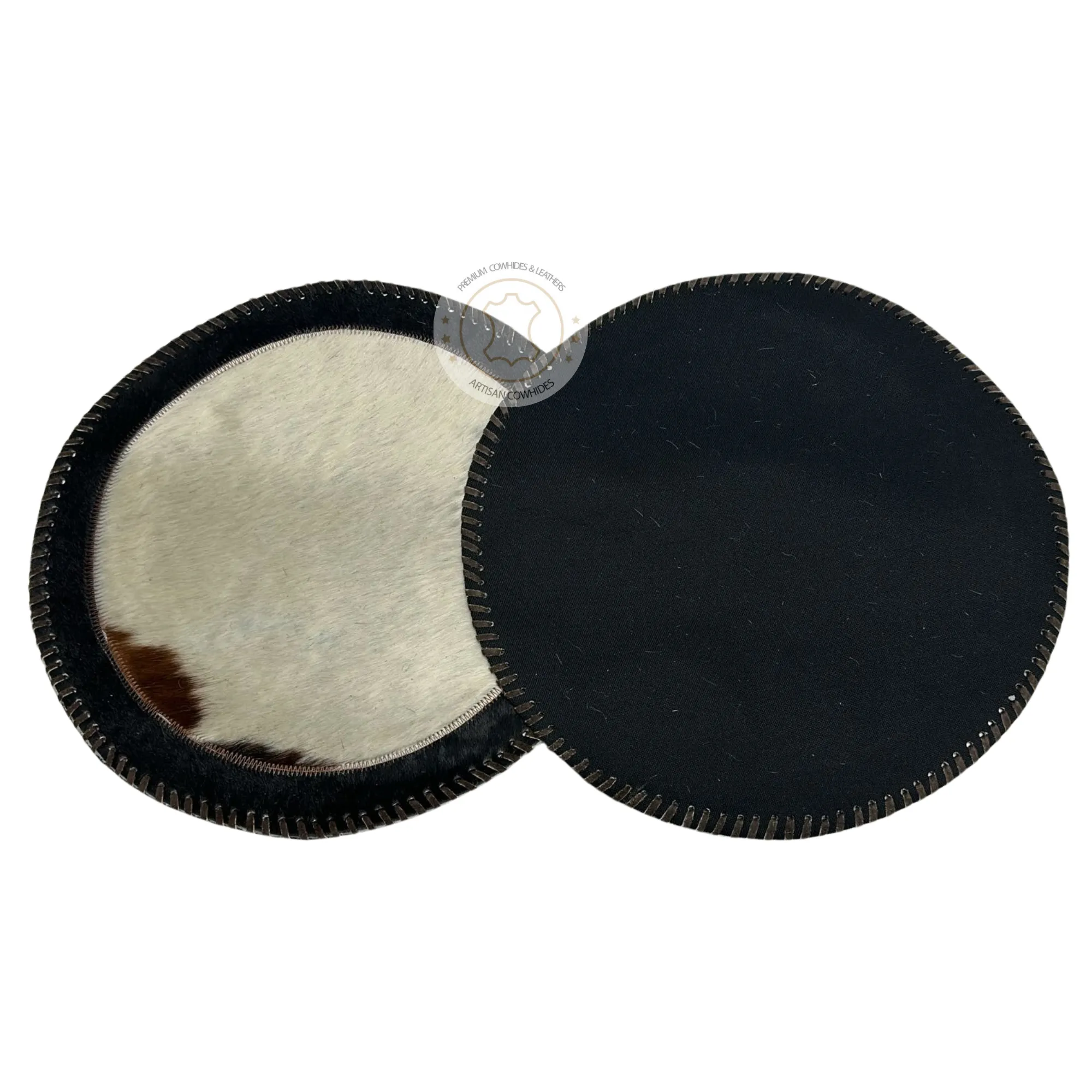Round Cowhide Placemats -  16 inches diameter  - Single or set of two and four mats