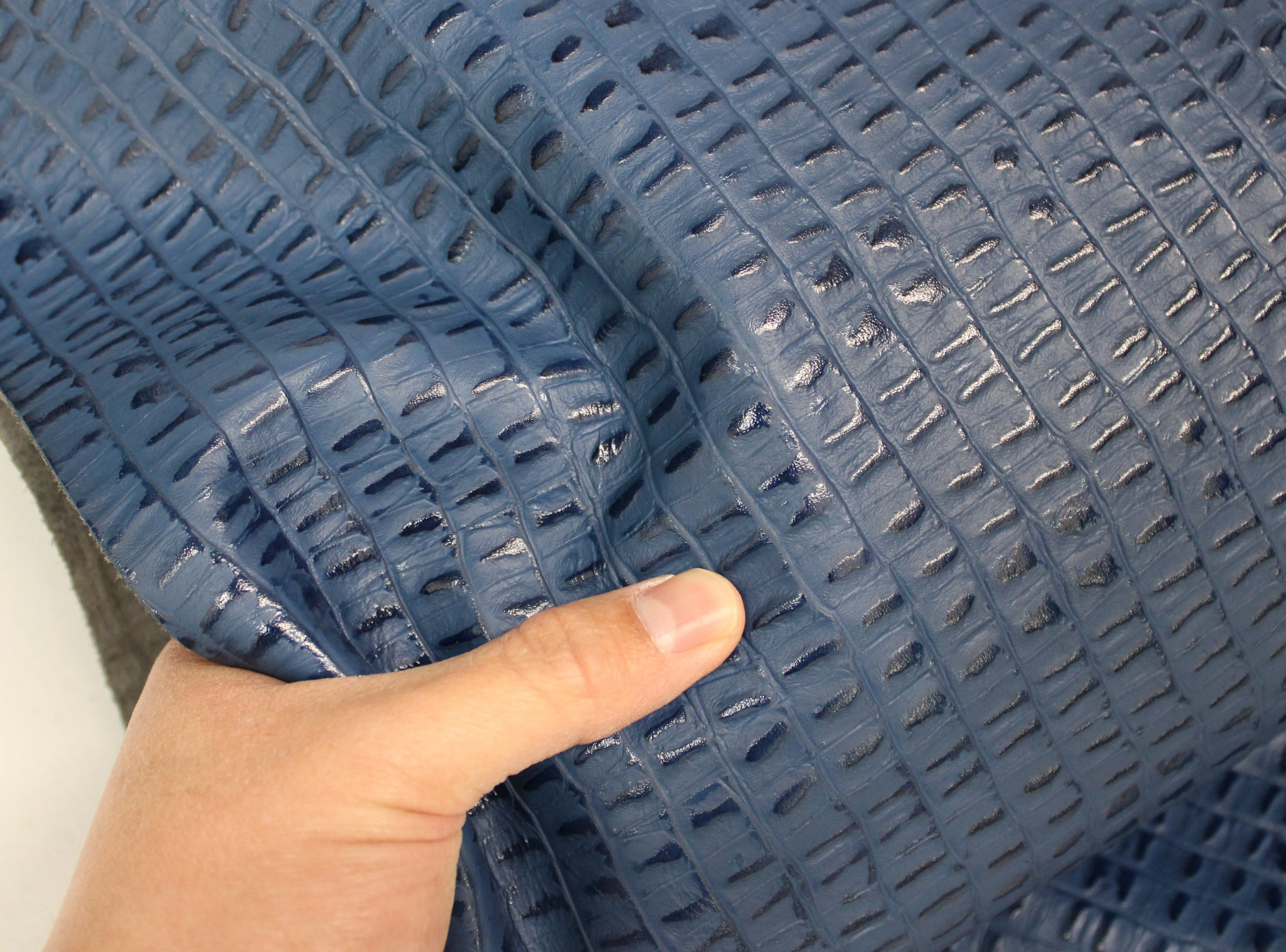 ROYAL BLUE CAIMAN EMBOSSED LEATHER: Thickness 2.5-3 oz. - Leatherworking