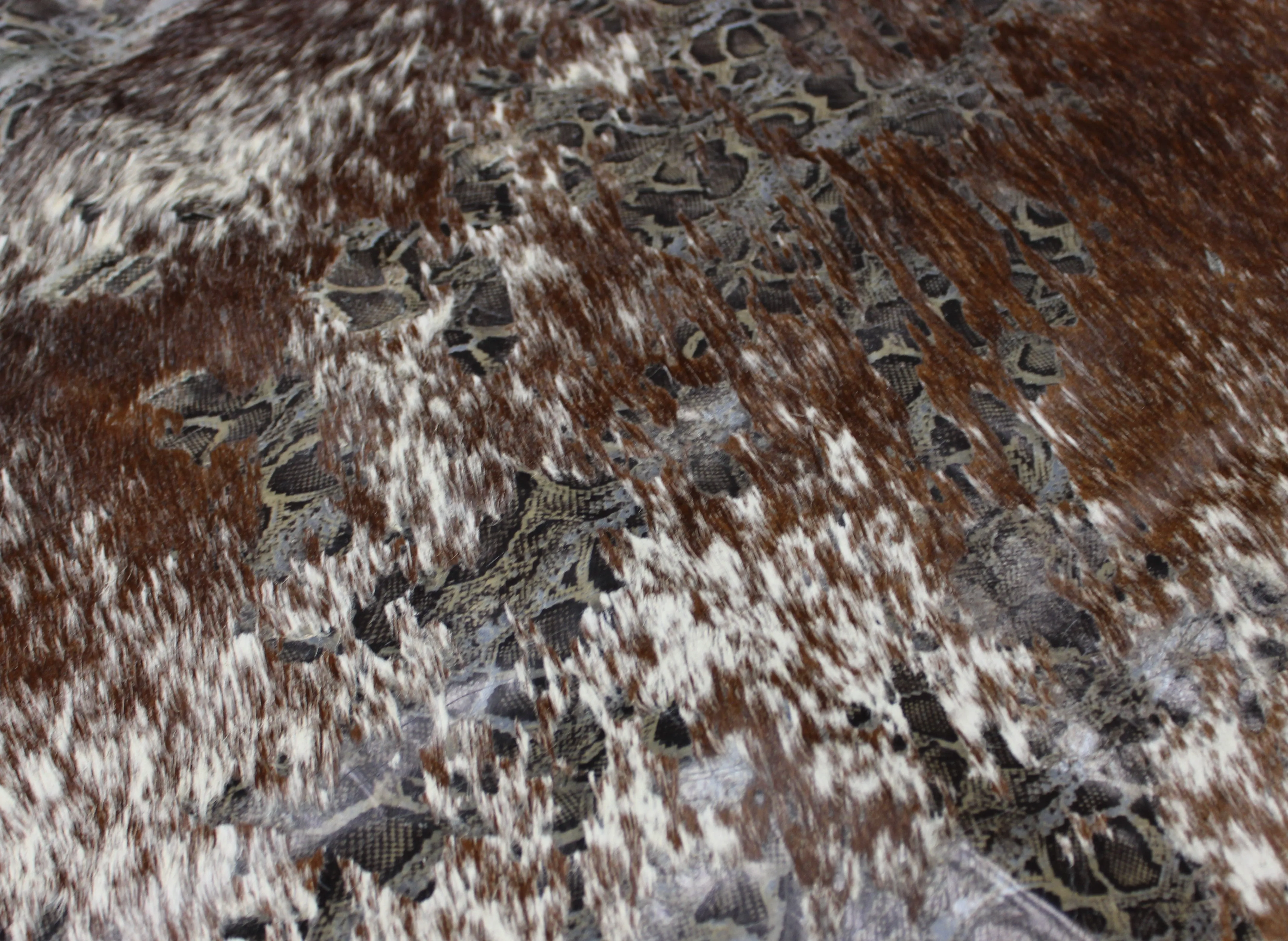 Snake  Print  on Tricolor  COWHIDE - 74 x 70 INCHES - Premium Cowhide Leather