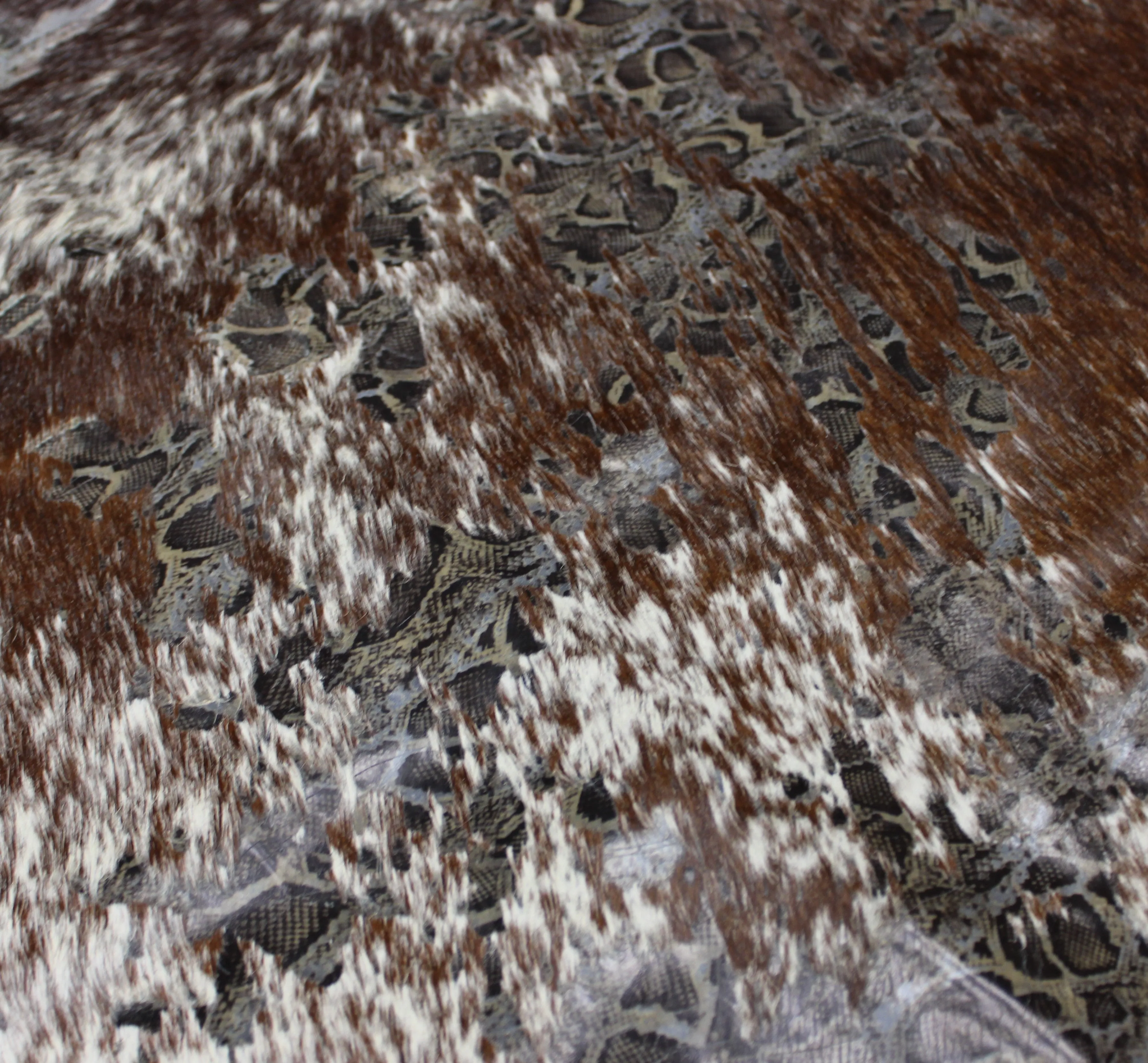 Snake  Print  on Tricolor  COWHIDE - 74 x 70 INCHES - Premium Cowhide Leather