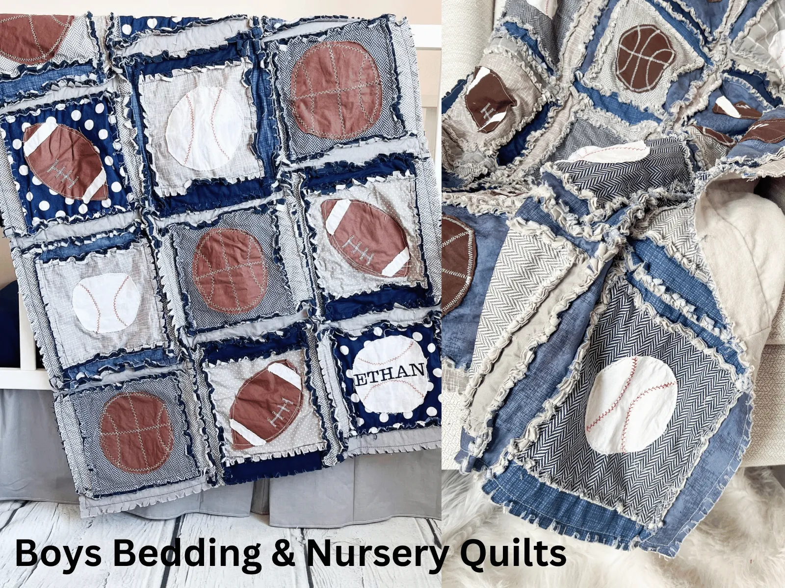 Sports Themed Crib Bedding for Boys | Basketballs, Baseballs, and Footballs