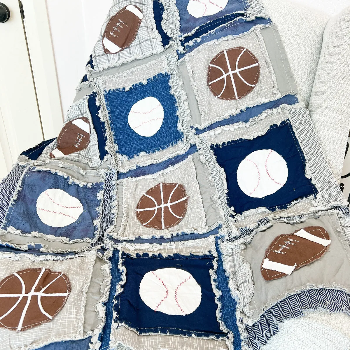 Sports Themed Crib Bedding for Boys | Basketballs, Baseballs, and Footballs