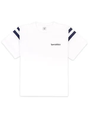 Sporty & Rich Serif Logo Football Tee in White