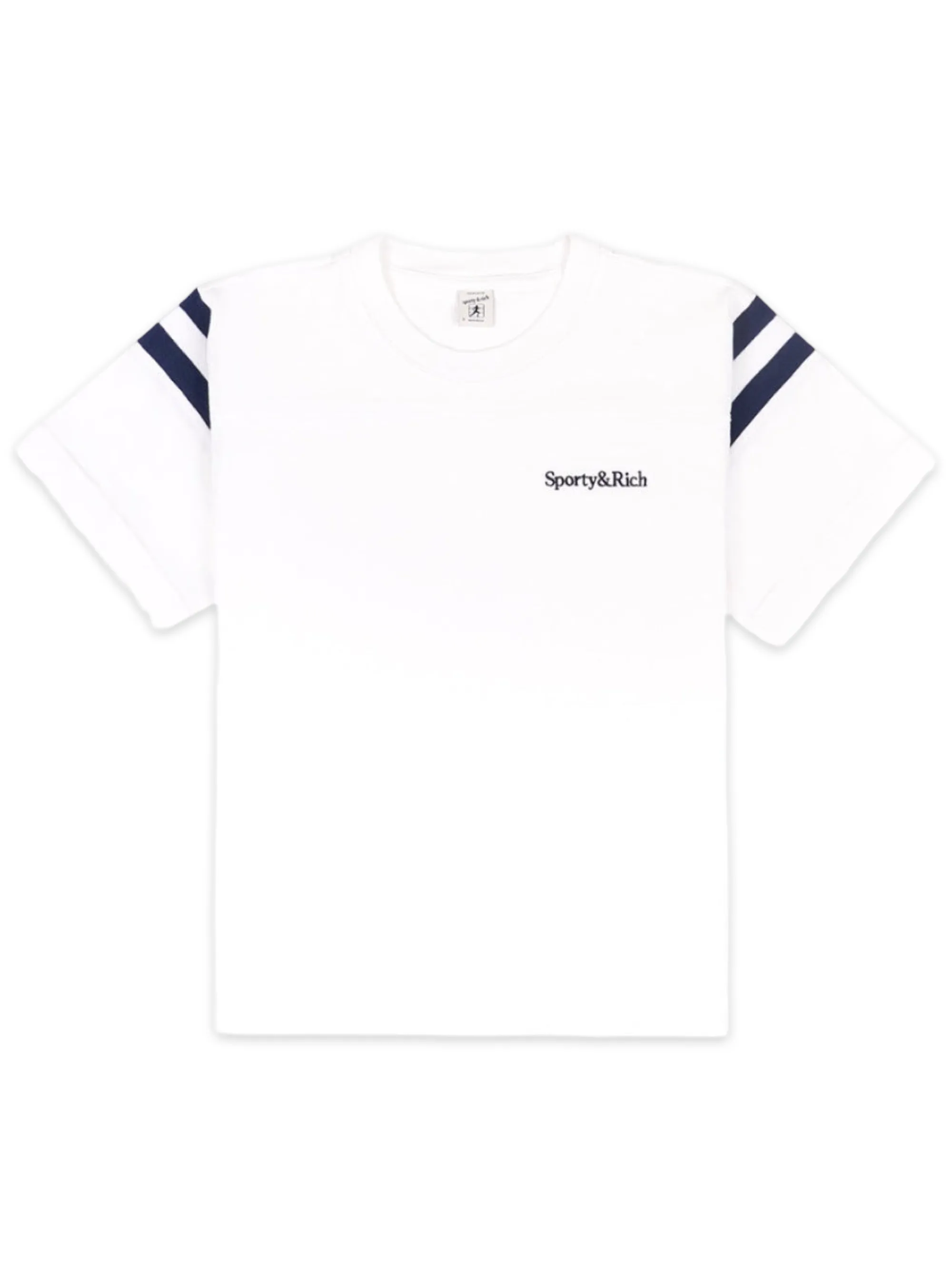 Sporty & Rich Serif Logo Football Tee in White