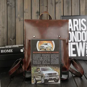 Summer men's backpacks, 2025 trendy bags, retro backpacks, middle school school bags, casual crazy horse leather men's bag manufacturers