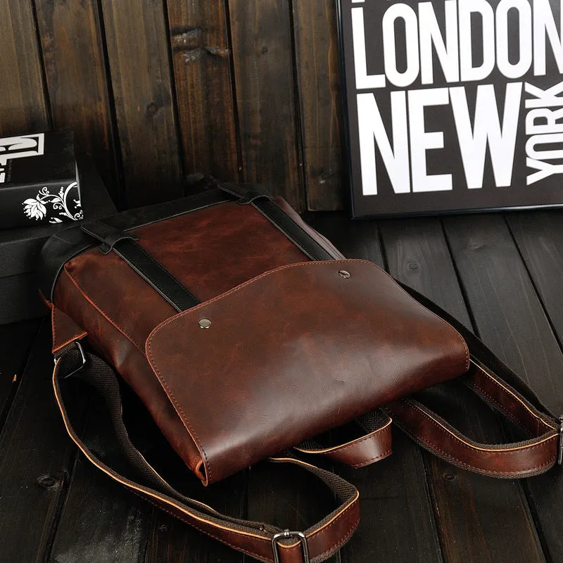 Summer men's backpacks, 2025 trendy bags, retro backpacks, middle school school bags, casual crazy horse leather men's bag manufacturers
