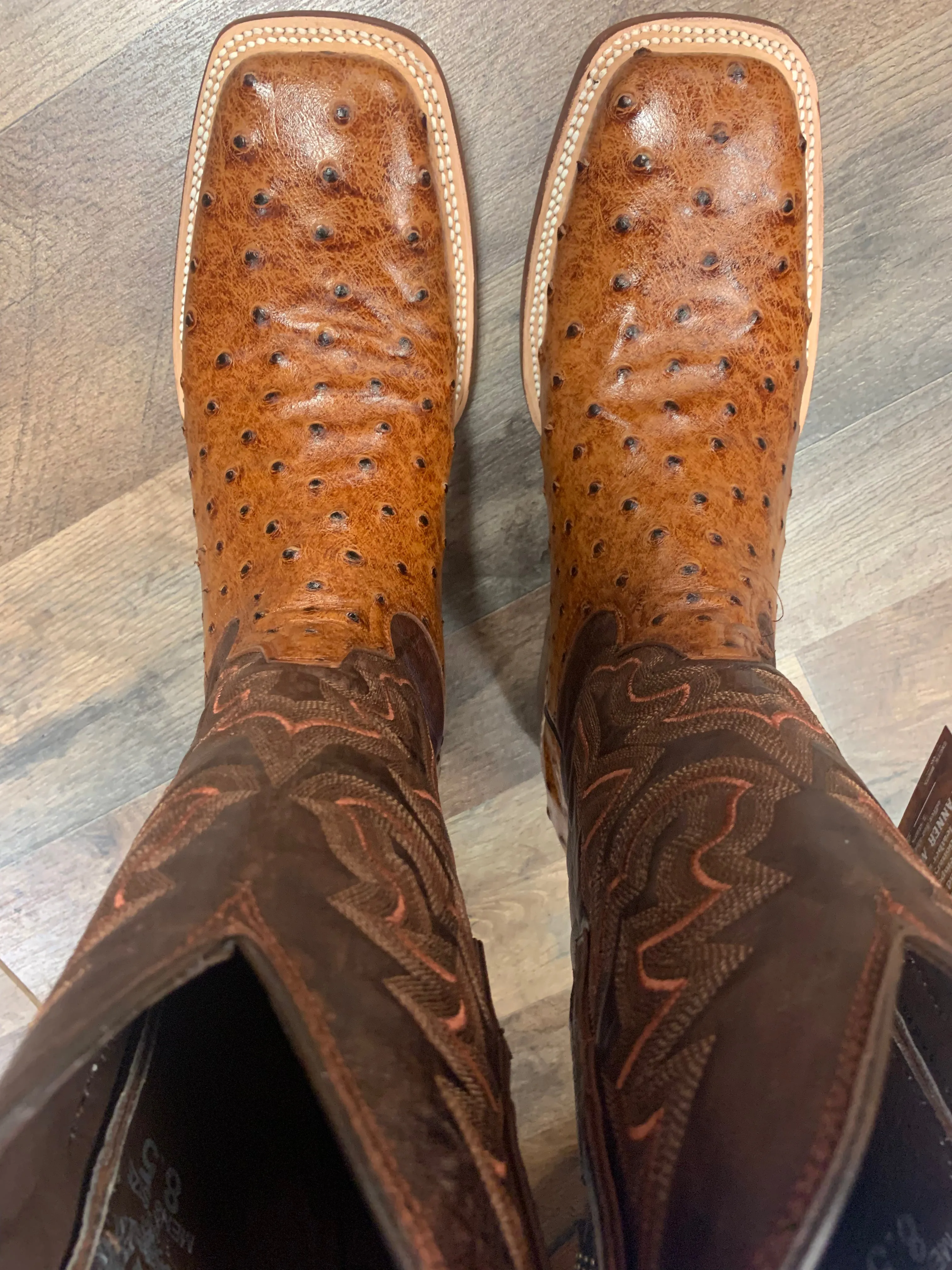 TANNER MARK OSTRICH PRINT WESTERN BOOTS