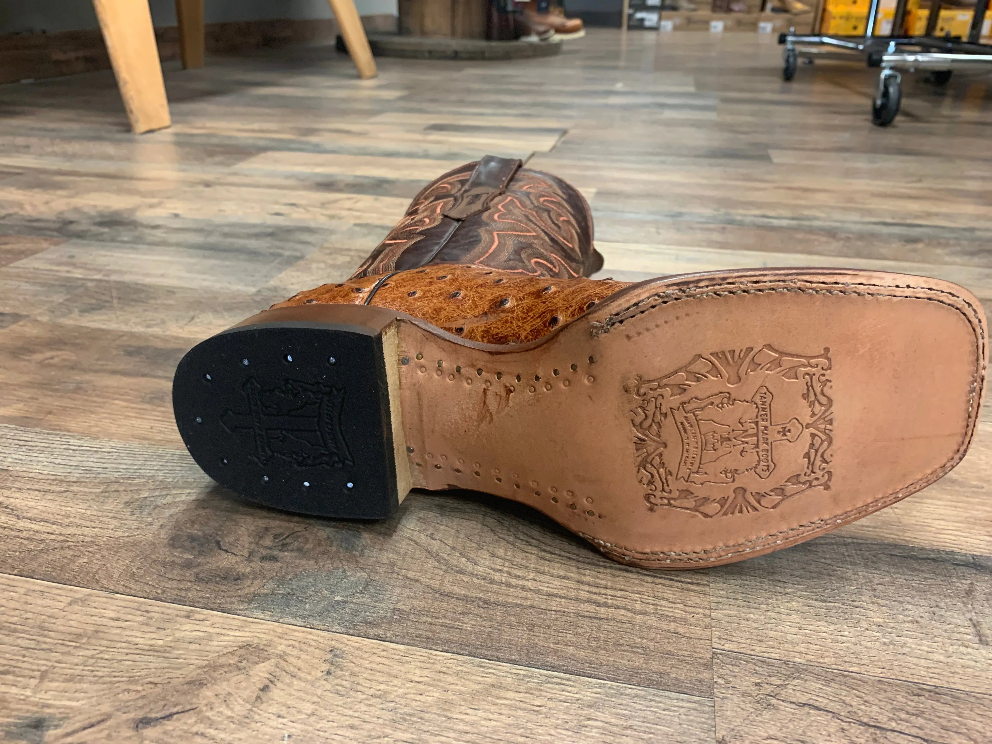 TANNER MARK OSTRICH PRINT WESTERN BOOTS