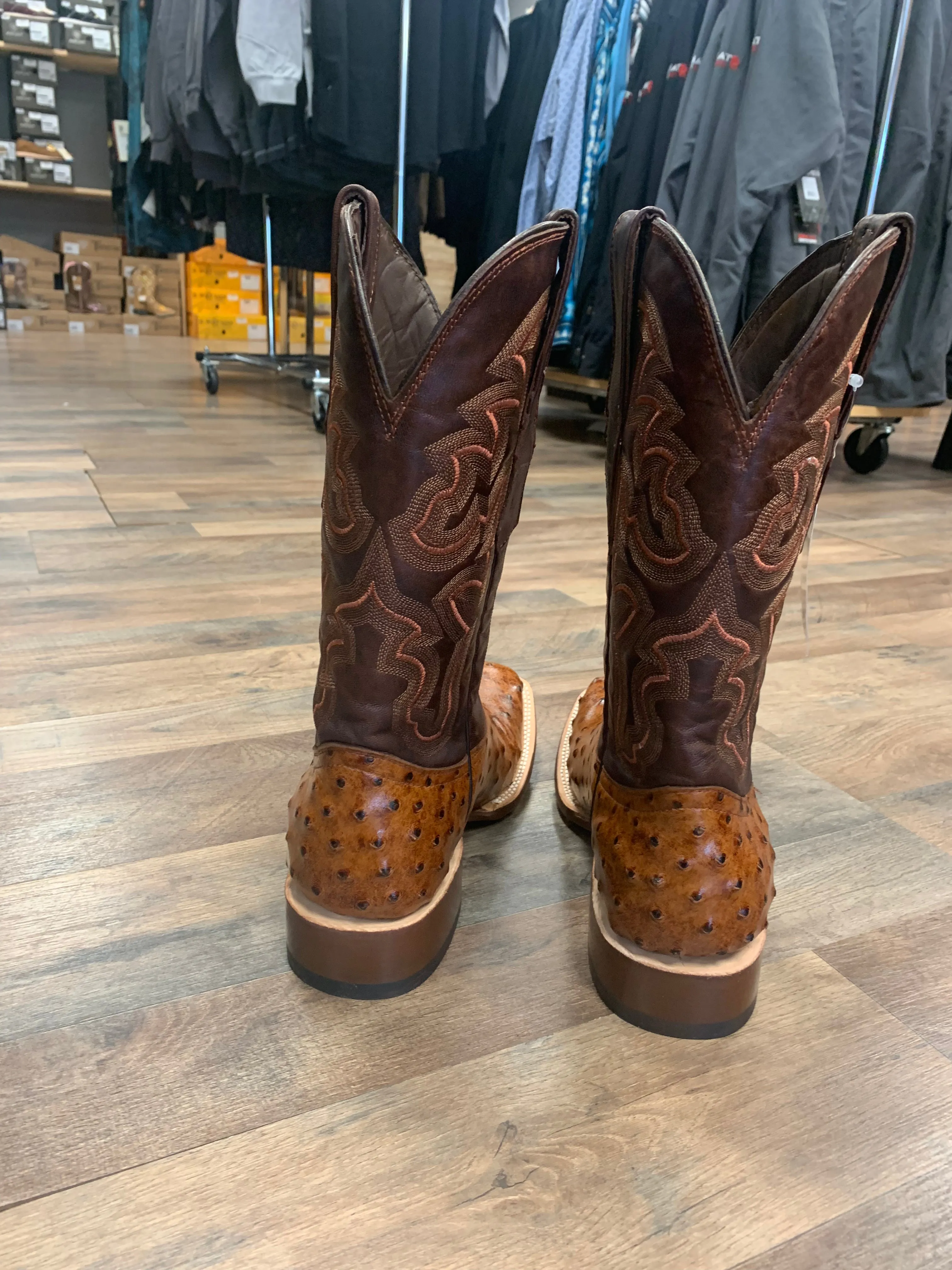TANNER MARK OSTRICH PRINT WESTERN BOOTS