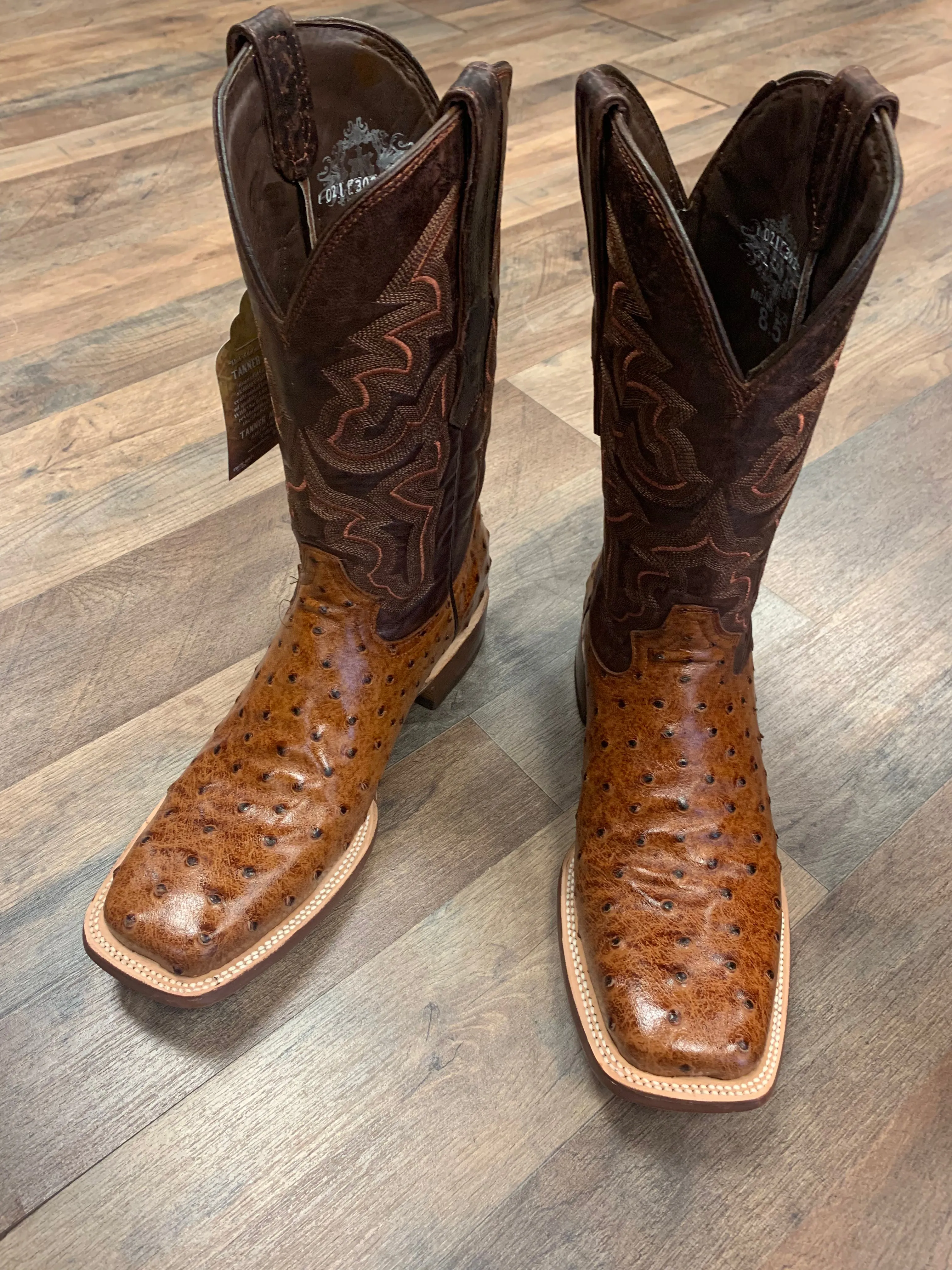 TANNER MARK OSTRICH PRINT WESTERN BOOTS