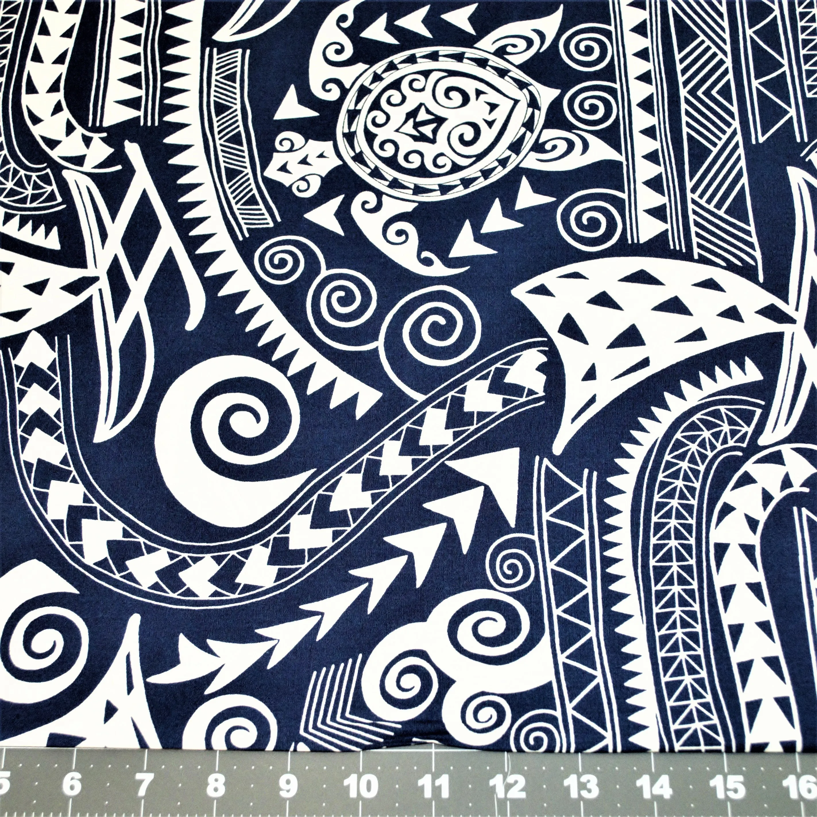 Tapa Stylized Honu Navy on White