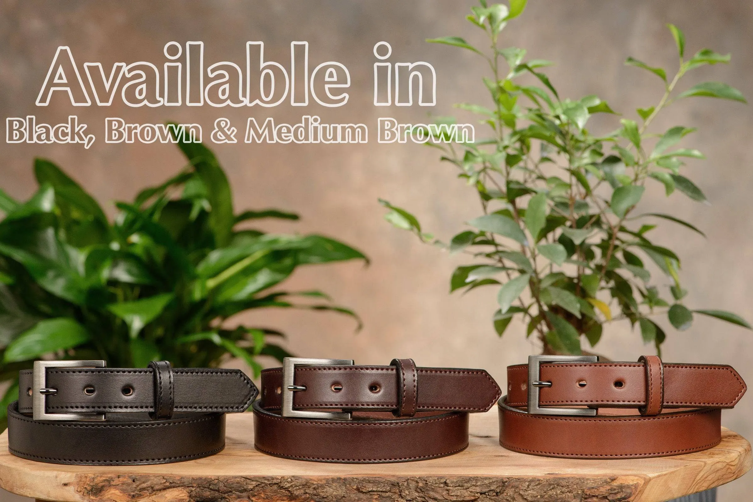 The Admiral: Men's Medium Brown Stitched Leather Belt 1.19"