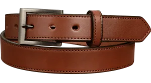 The Admiral: Men's Medium Brown Stitched Leather Belt 1.19"