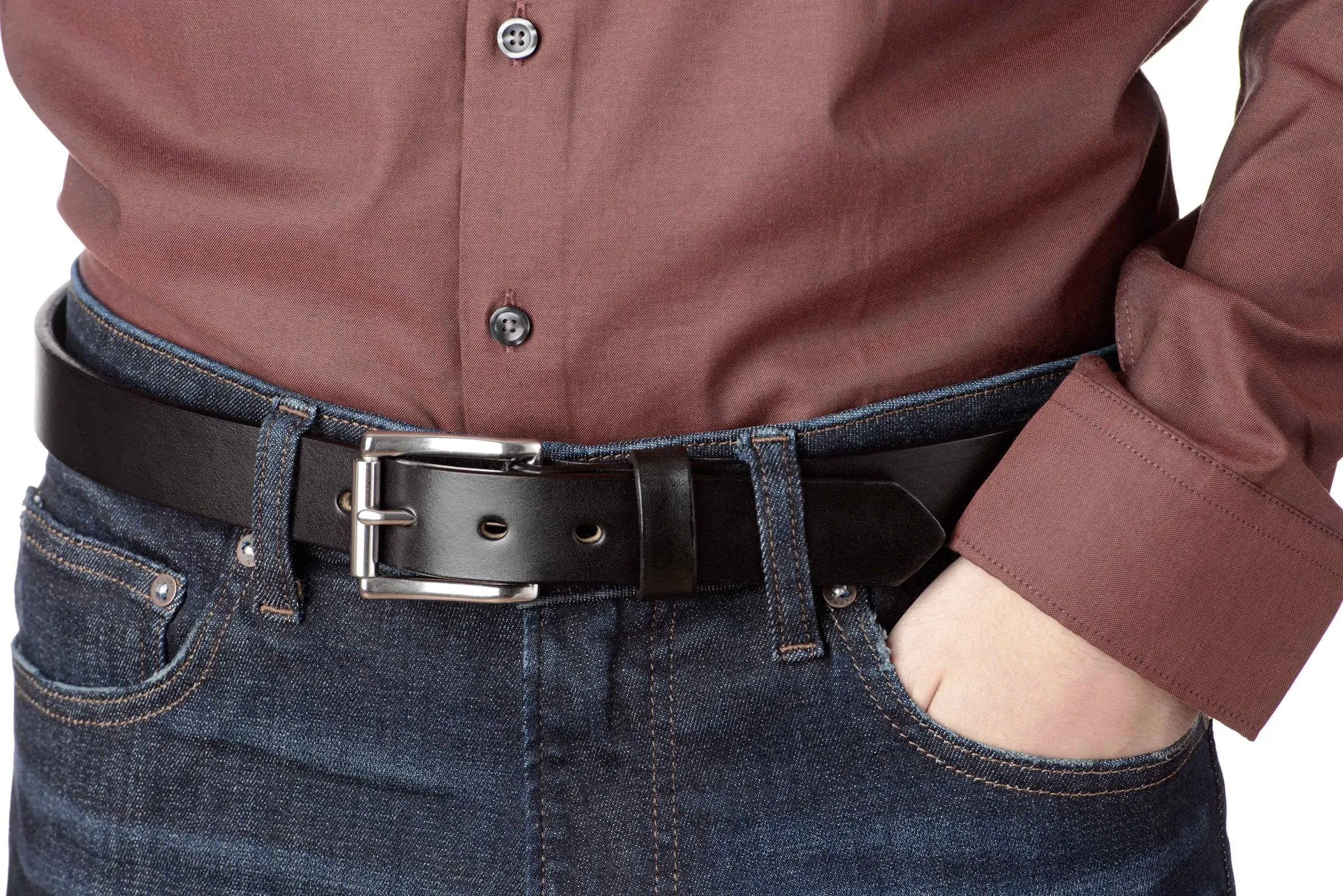 The Commander: Men's Black Non Stitched Leather Belt 1.25"