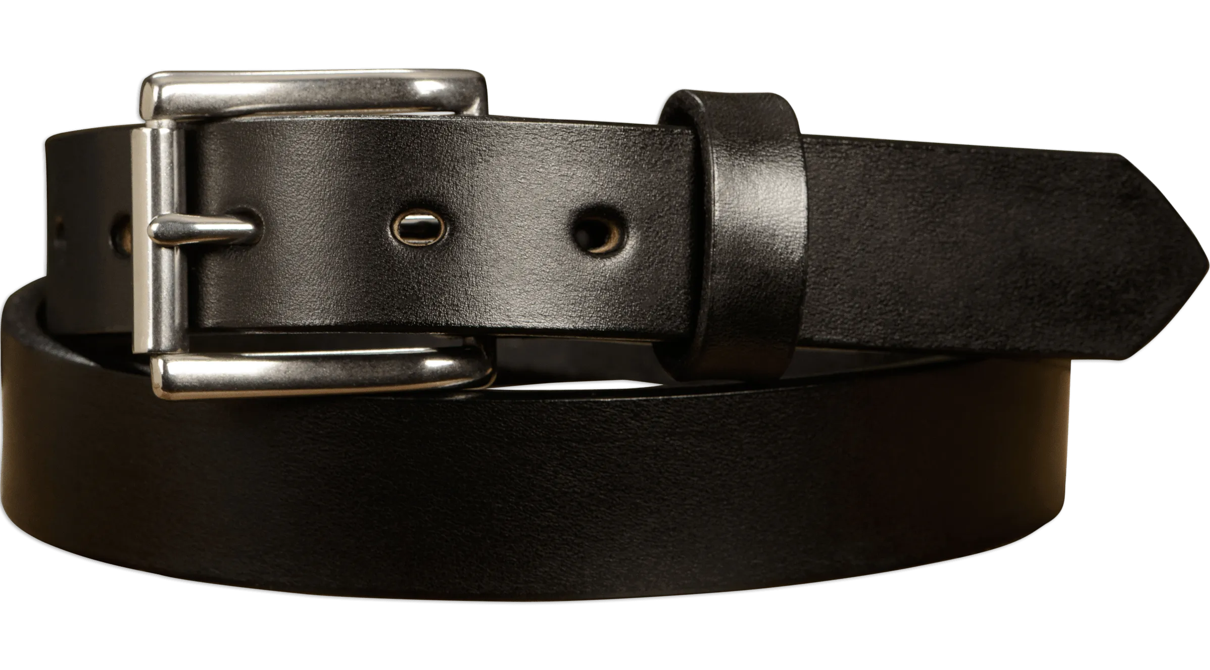 The Commander: Men's Black Non Stitched Leather Belt 1.25"
