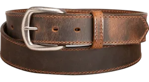 The Crazy Horse: Men's Rustic Brown Stitched Leather Belt 1.375" (Brown Colored Thread)