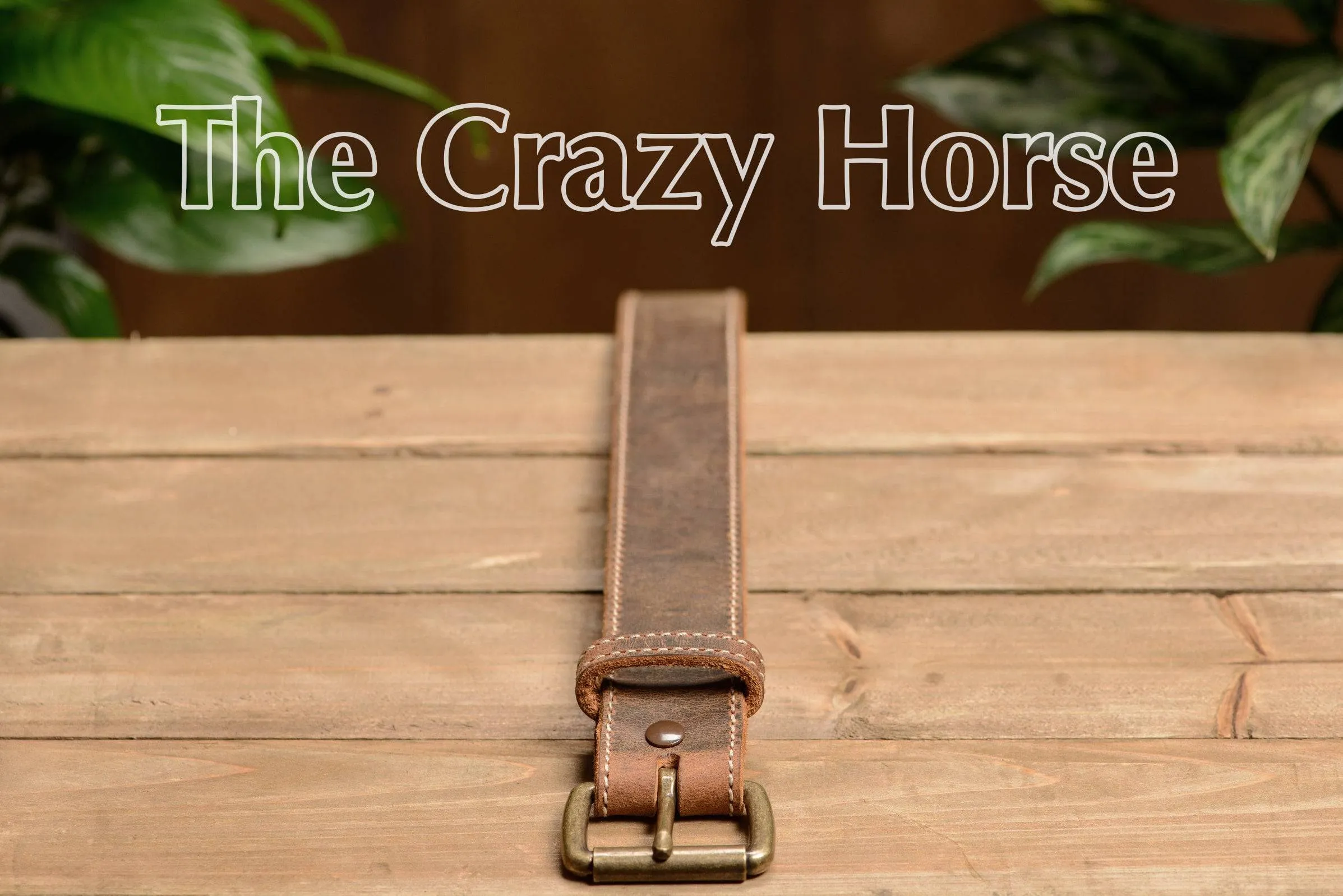 The Crazy Horse: Men's Rustic Brown Stitched Leather Belt Max Thick 1.50"