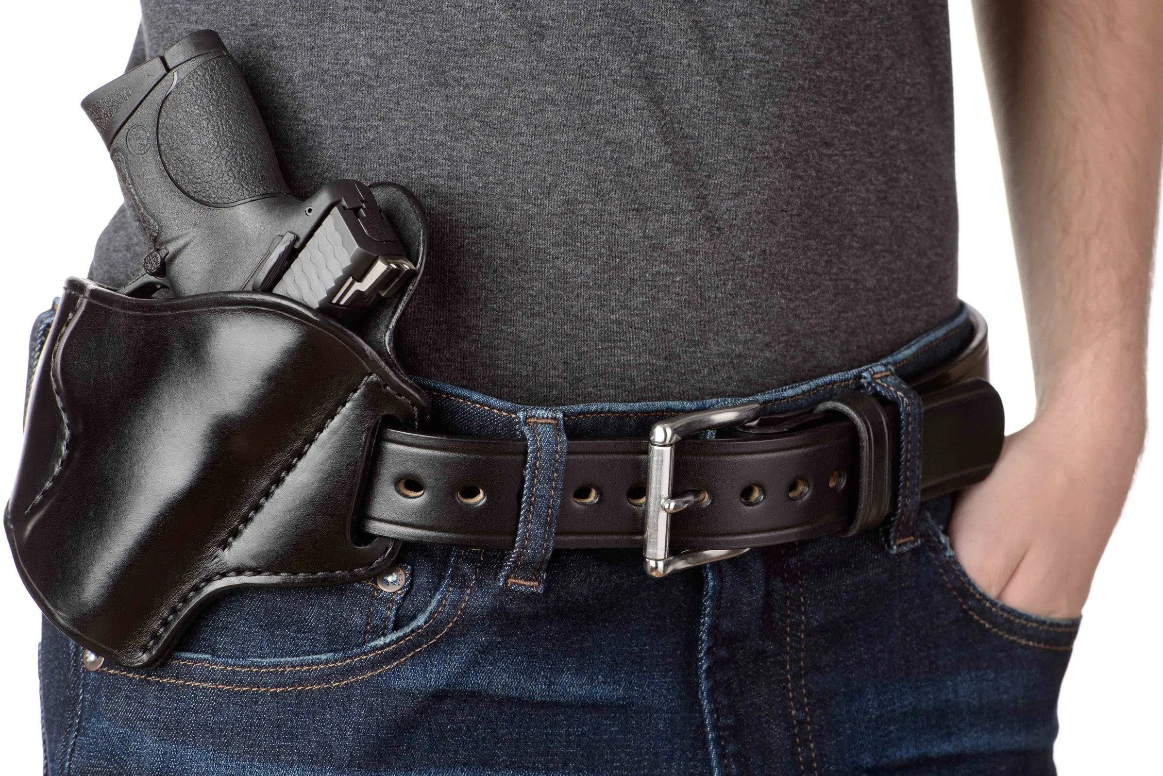 The Eastwood: Men's Black Creased Accent Leather Belt Max Thick 1.50"