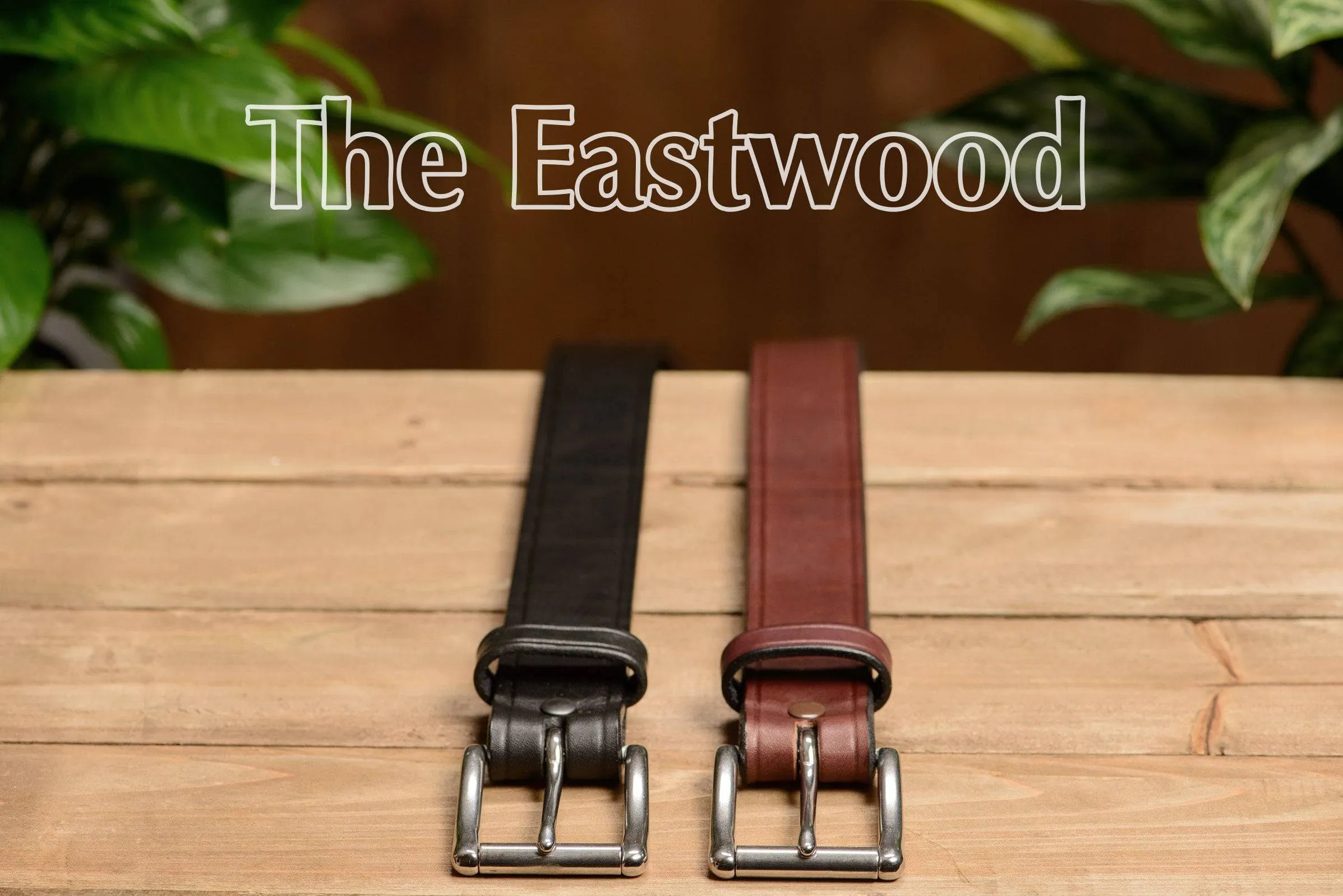 The Eastwood: Men's Black Creased Accent Leather Belt Max Thick 1.50"