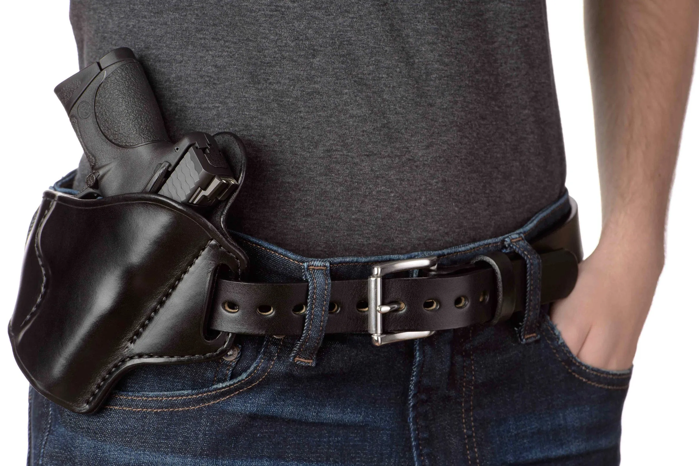The Eastwood: Men's Black Non Stitched Leather Belt Max Thick 1.25"