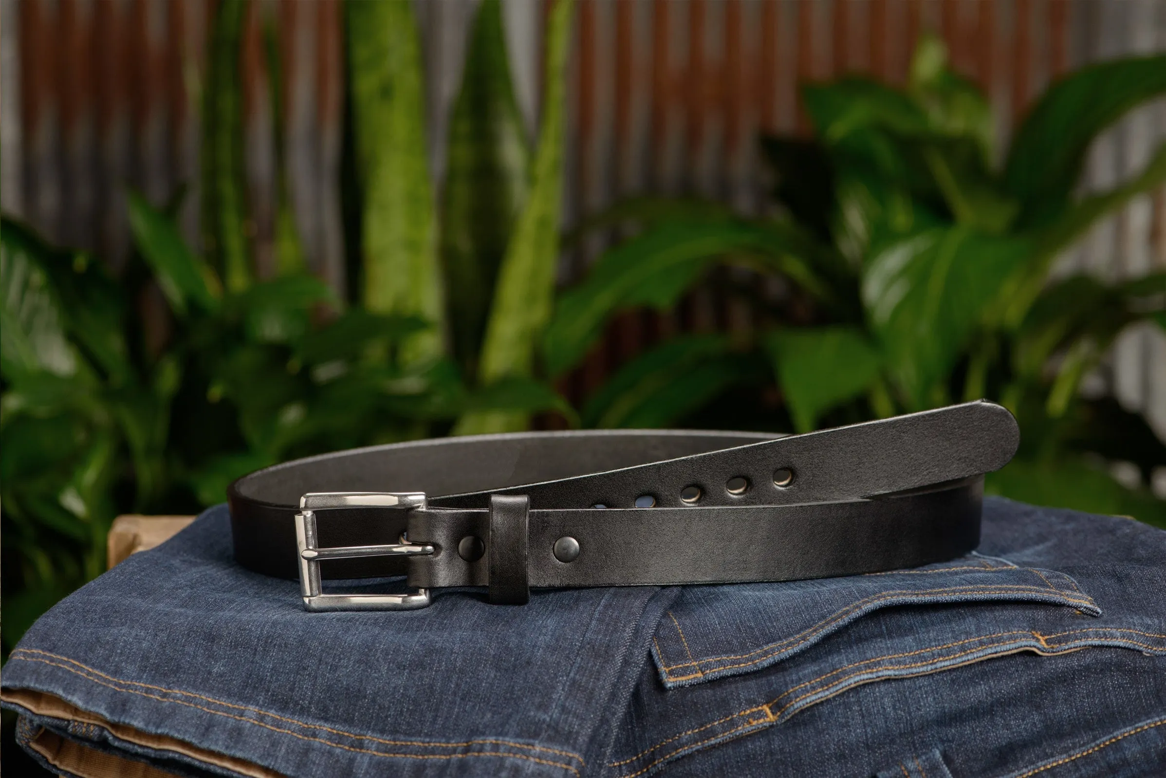 The Eastwood: Men's Black Non Stitched Leather Belt Max Thick 1.25"