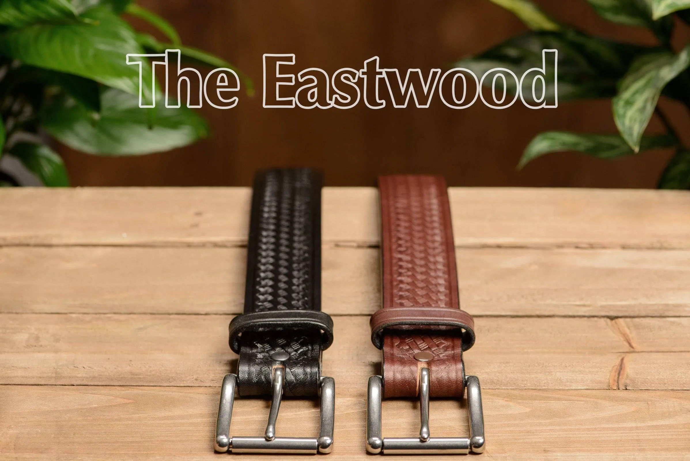 The Eastwood: Men's Brown Basket Weave Leather Belt Max Thick 1.75" Extra Wide