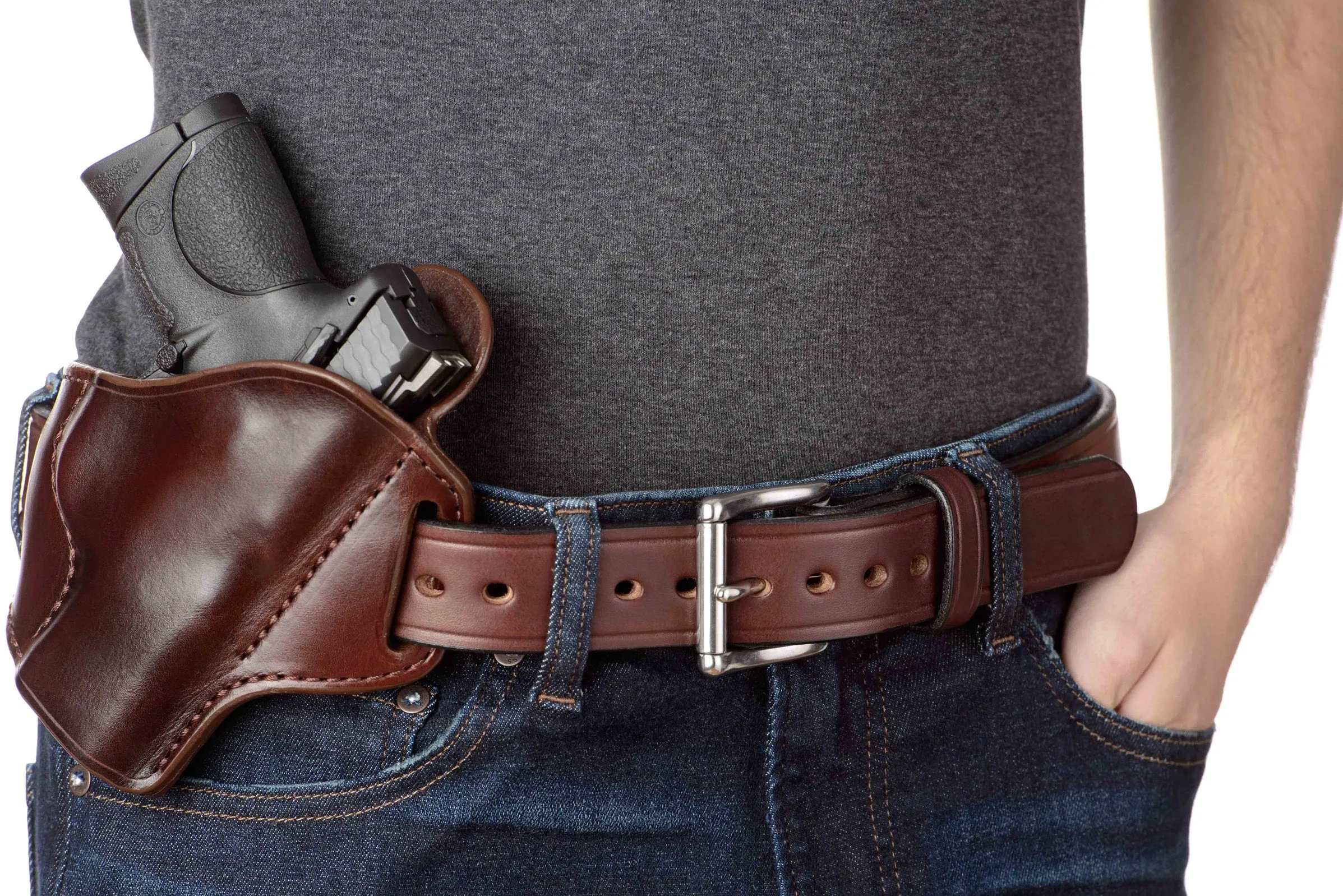 The Eastwood: Men's Brown Creased Accent Leather Belt Max Thick 1.50"
