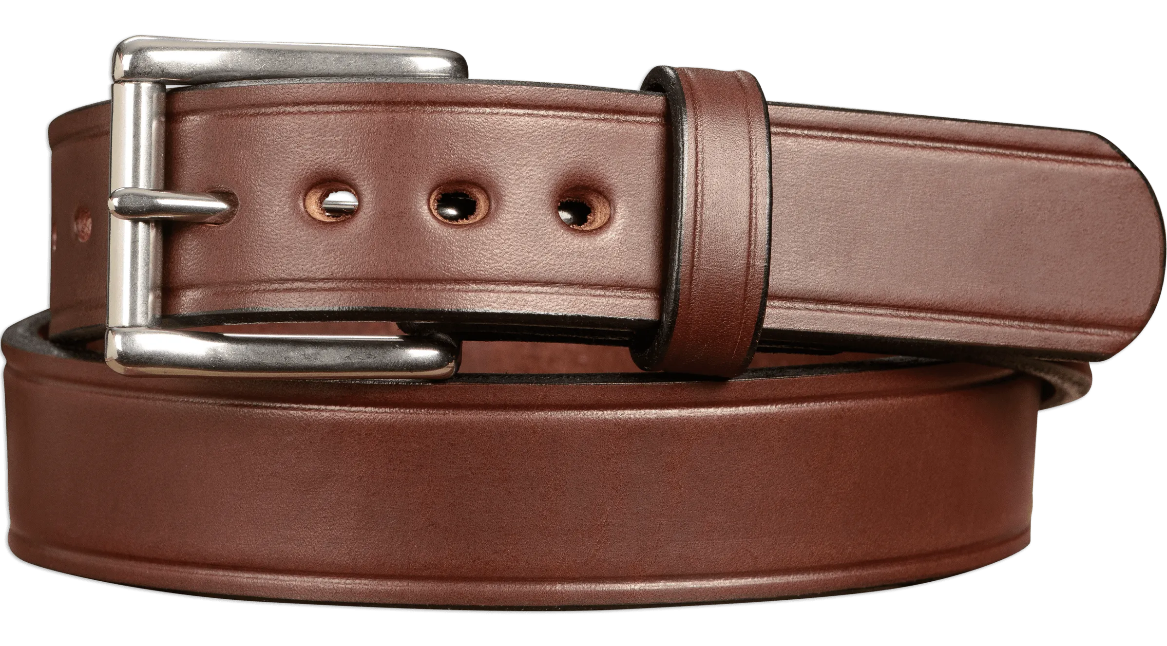 The Eastwood: Men's Brown Creased Accent Leather Belt Max Thick 1.50"