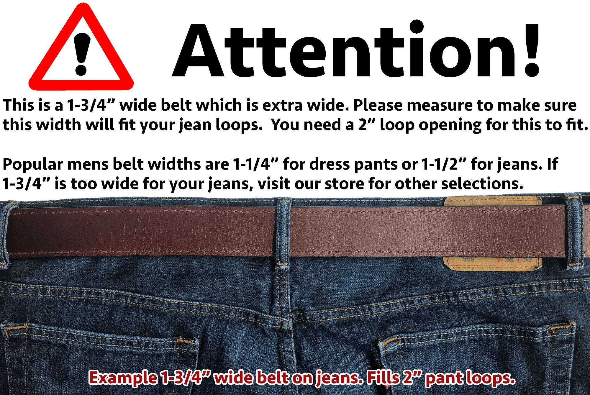 The Eastwood: Men's Brown Non Stitched Leather Belt Max Thick 1.75" Extra Wide