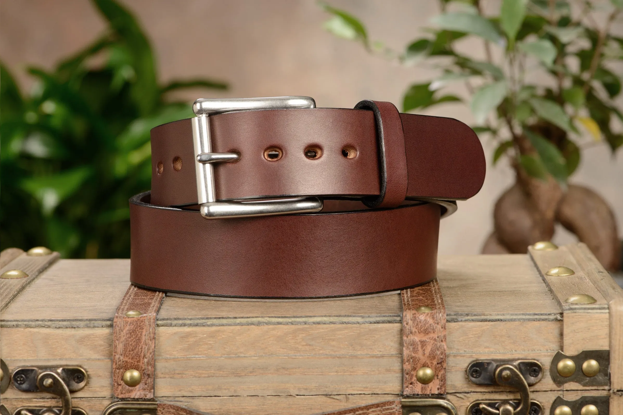 The Eastwood: Men's Brown Non Stitched Leather Belt Max Thick 1.75" Extra Wide