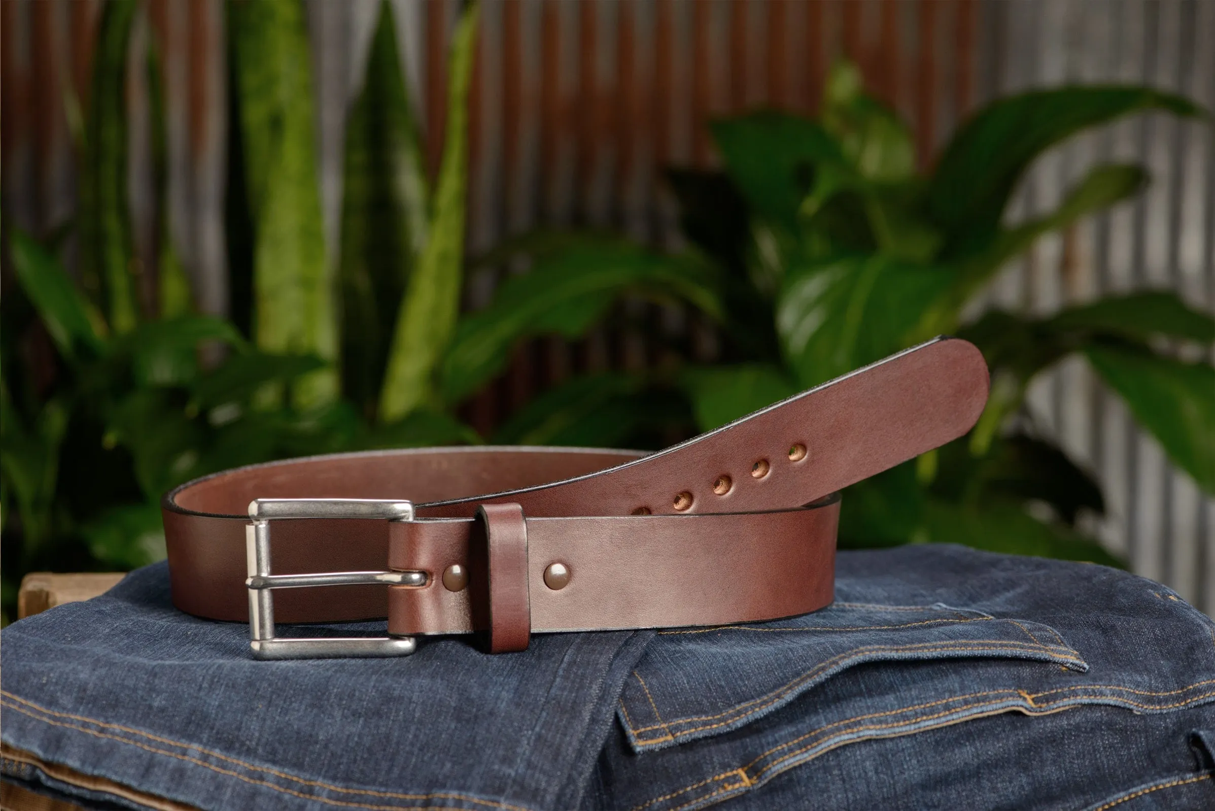 The Eastwood: Men's Brown Non Stitched Leather Belt Max Thick 1.75" Extra Wide