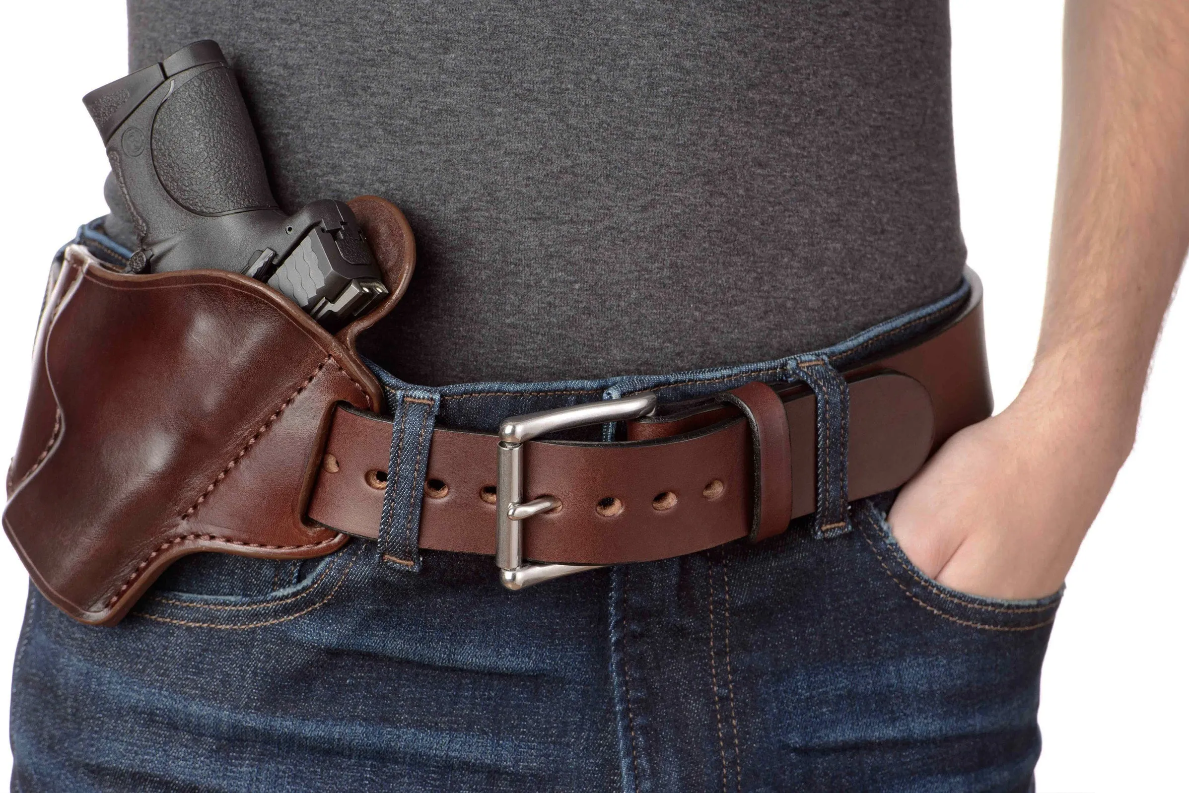 The Eastwood: Men's Brown Non Stitched Leather Belt Max Thick 1.75" Extra Wide
