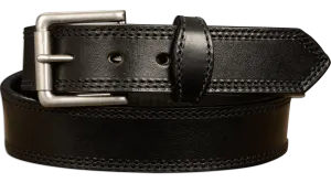 The Maverick: Men's Black Double Stitched Leather Belt 1.50"