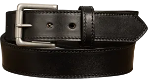 The Maverick: Men's Black Stitched Leather Belt 1.50"