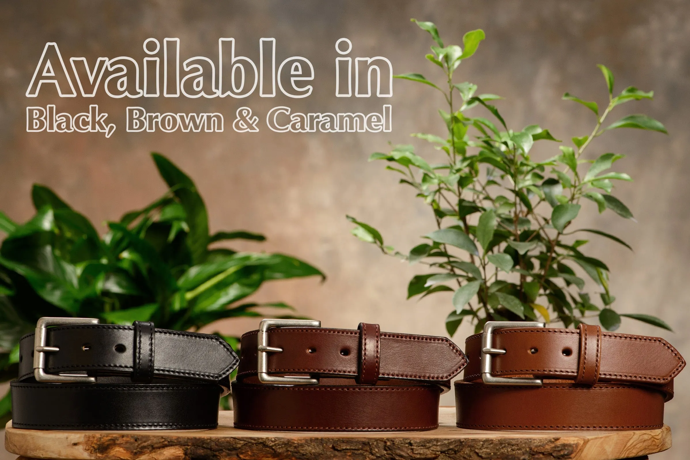The Maverick: Men's Black Stitched Leather Belt 1.50"