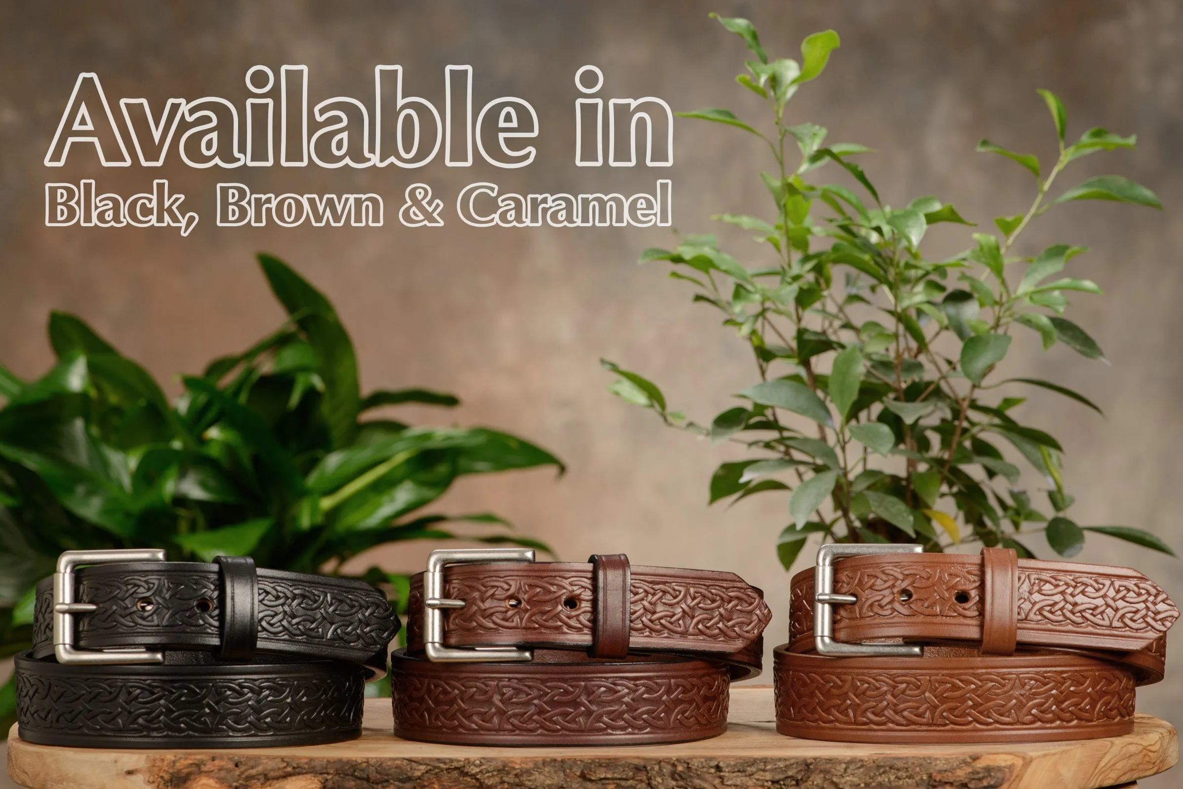 The Maverick: Men's Brown Celtic Leather Belt 1.50"